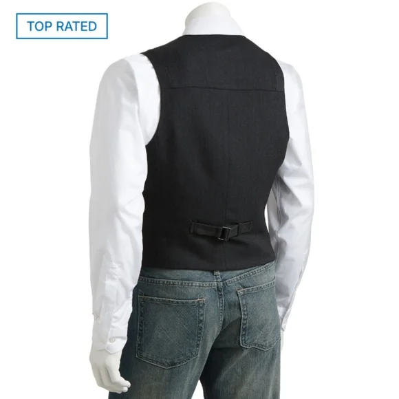 NWT Apt. 9 Men's Herringbone Vest Charcoal Gray Size Small - Picture 11 of 11